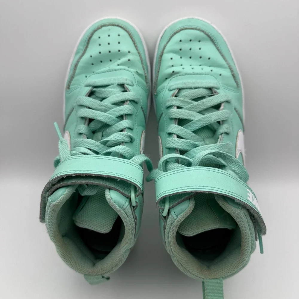 Nike Court Borough Mid 2 Mint Green Sneakers High Top‎ Shoes Kids Size 5.5Y